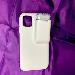 White phone case with AirPod holder for iPhone 11
